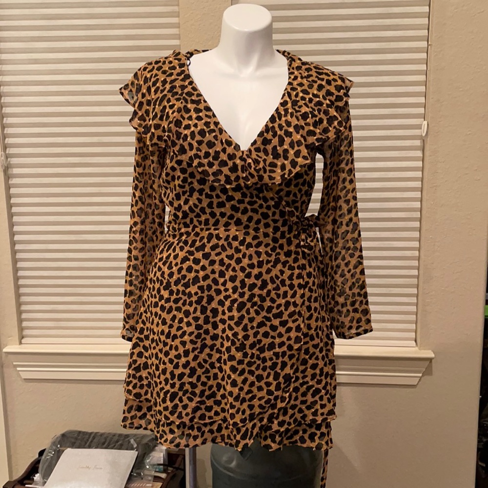 Free People Leopard wrap dress